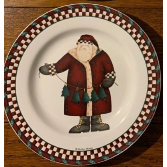 Debbie Mumm Sakura Santa’s Spirit 4 Dessert Plates Set cookies Christmas holiday - Picture 5 of 7